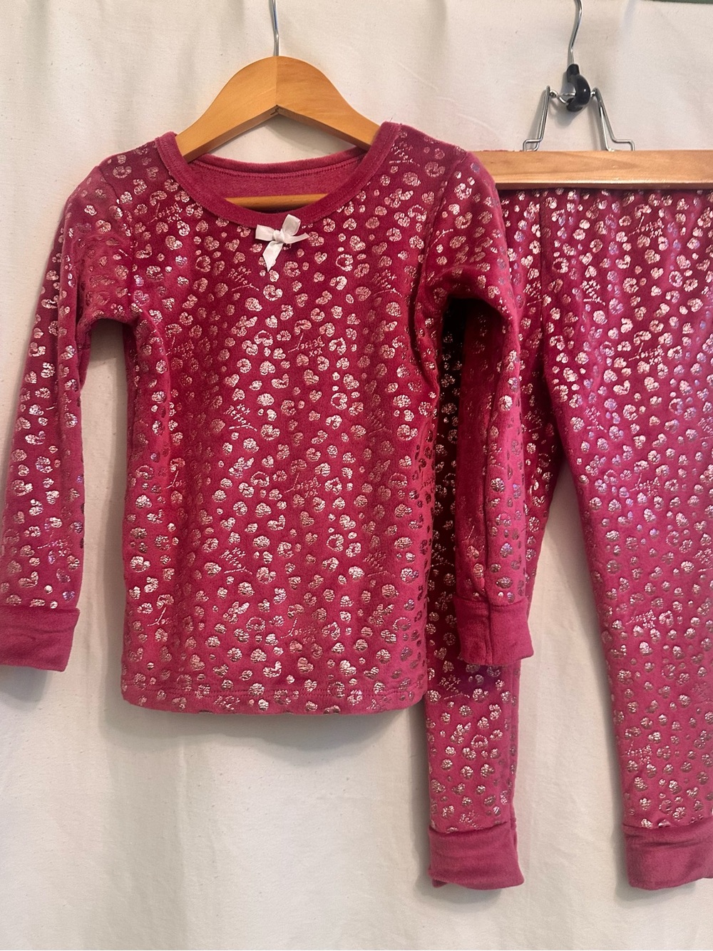 Betsey Johnson Magenta Pink Metallic Heart Pajama Set